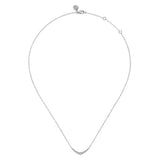 SS 0.11ctw White Sapphire Graduating Beaded Bar Necklace