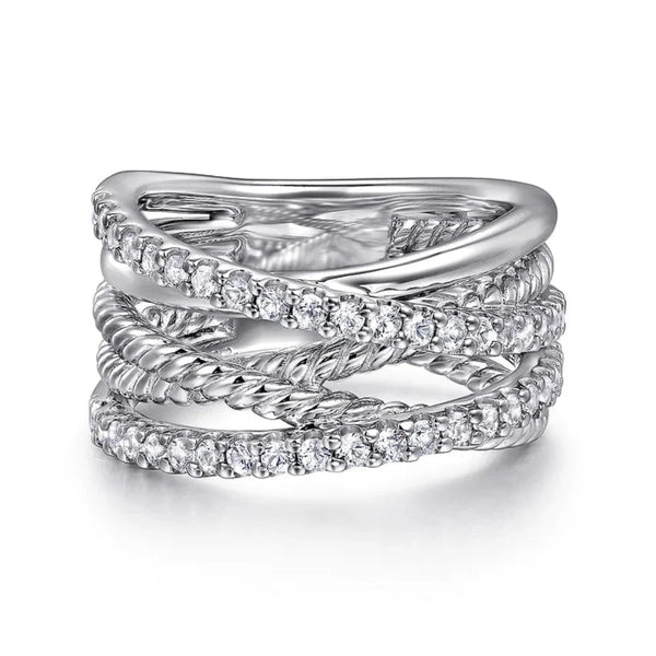 SS White Sapphire Twisted Rope Design Ring