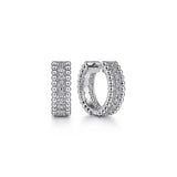 SS White Sapphire 13mm 0.19ctw Beaded Huggie Earrings