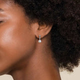 SS 0.09ctw White Sapphire MOP Drop Earrings