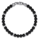 SS Men's 8.5" 6mm Black Titanium Bead with Faceted Rondels Bracelet