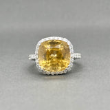 Estate 18K W Gold 7.19ct Citrine & 0.70ctw Diamond Ring