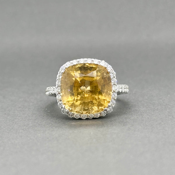 Estate 18K W Gold 7.19ct Citrine & 0.70ctw Diamond Ring