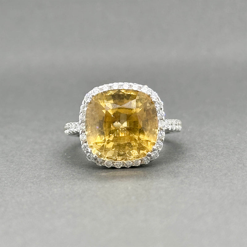 Estate 18K W Gold 7.19ct Citrine & 0.70ctw Diamond Ring