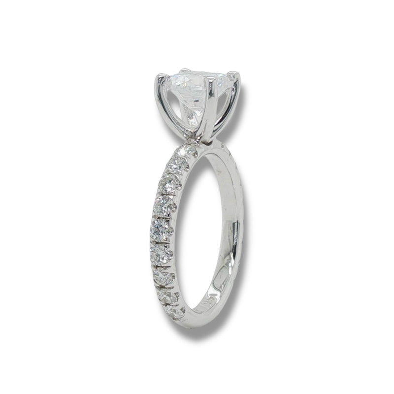 14K W Gold 0.90ctw G/SI1 3/4 around Diamond Engagement Ring Mounting