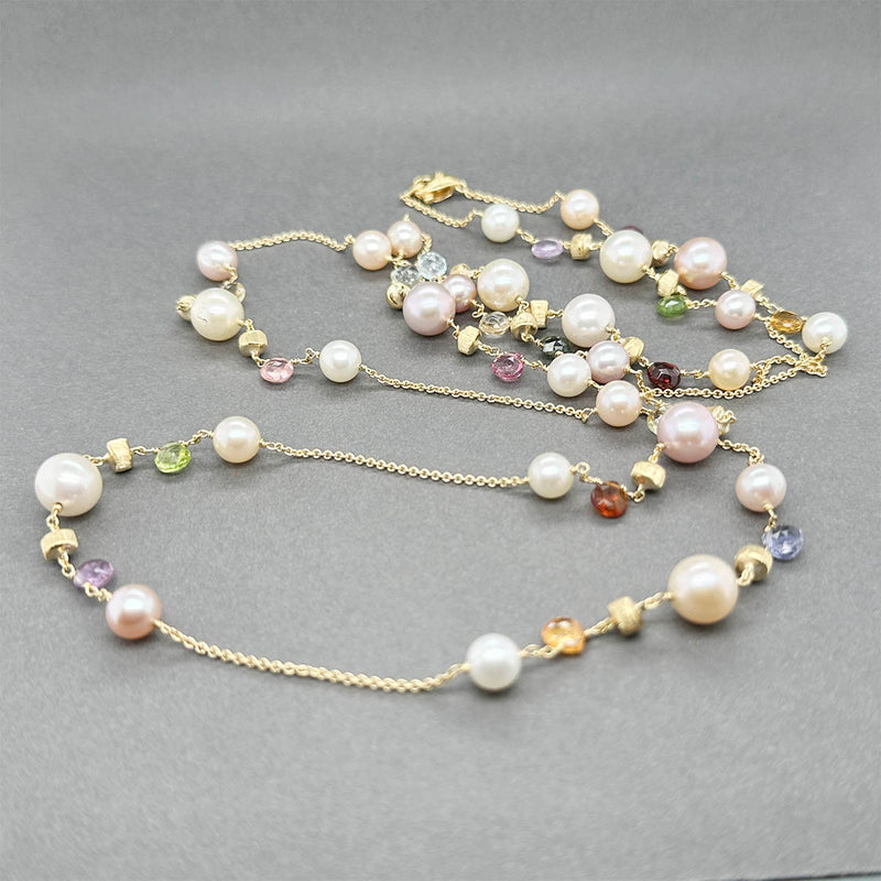 Estate Marco Bicego 18K Y Gold Paradise Pearl & Gemstone 36” Necklace