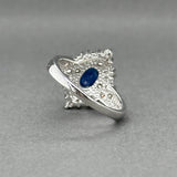 Estate 14K W Gold 0.44ct Sapphire & 0.51ctw Diamond Cluster Ring