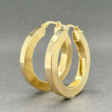 Estate 14K Y Gold 31mm Grooved Hoop Earrings