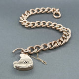 Estate 9K R Gold Heart Padlock Bracelet