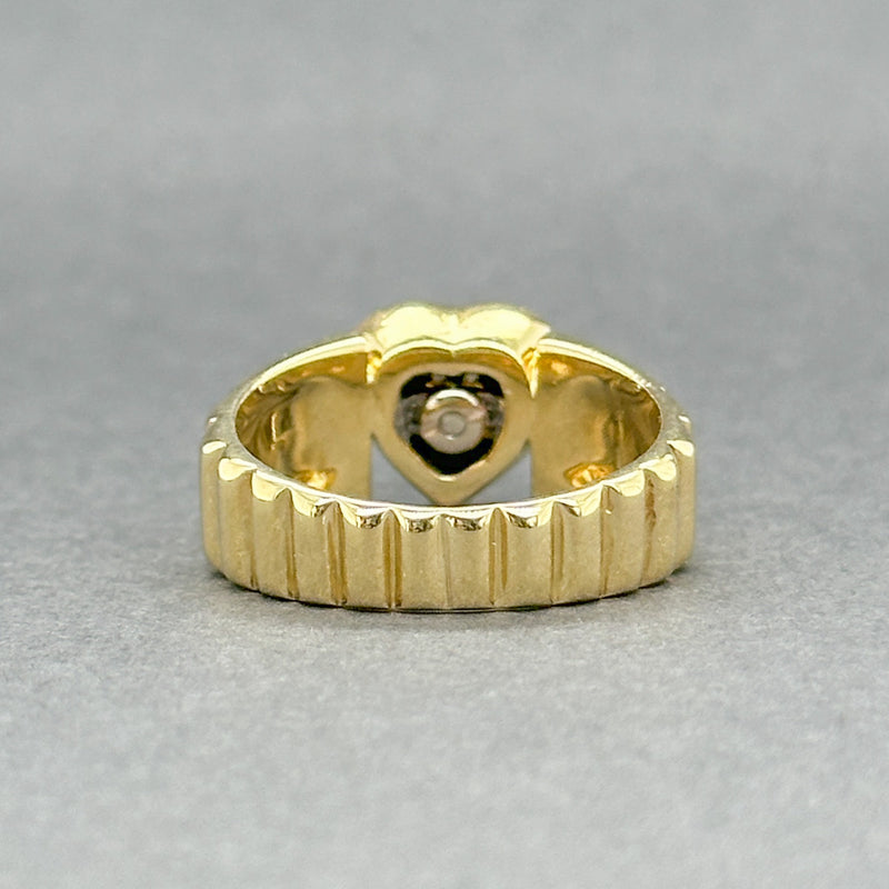 Estate 18K Y Gold 0.36ct Diamond Black Enamel Heart Ring