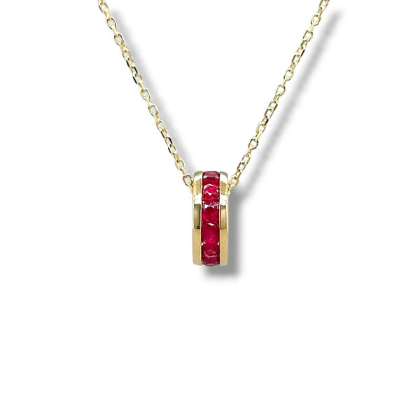 14K Y Gold 0.52ctw Ruby Rondell Pendant