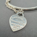 Estate Tiffany & Co. SS Heart Tag Bangle Bracelet