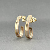 Estate 14K Tricolor Gold J Hoop Earrings