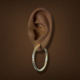 Estate 14K Y Gold Textured 37.5mm Hoop Earrings