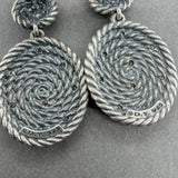 Estate David Yurman SS Diamond Cable Coil Drop Earrings