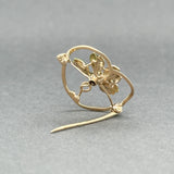 Estate Antique 10K Y Gold Seed Pearl & Enamel Clover Pin