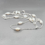 Estate Judith Ripka SS Freshwater Pearl & CZ Station Necklace