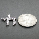 Estate 14K W Gold 0.39ctw Diamond Chai Pendant