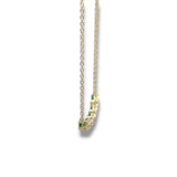 14K Y Gold 16" 0.14ctw Diamond and 0.66ctw Emeralds Curved Bar Necklace
