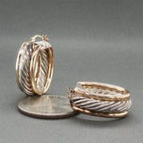 Estate SS 14 Cable Hoop Earrings