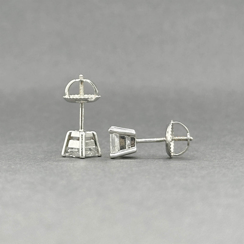 Estate 14K W Gold 0.92ctw F-G/I1 Diamond Screw Back Earrings