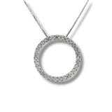SS 1.00ct F-G/VS2 Lab Created Diamond Circle Pendant with Box 18"Chain