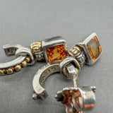 Estate Lagos SS 1.98ctw Citrine Demi Hoop Earrings