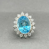 Estate 14K W Gold 13.12ct Topaz & 1.12ctw G/SI1 Diamond Cocktail Ring