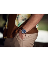 Men's Bulova Watch Sutton Blue Dial Brown Band 96B402