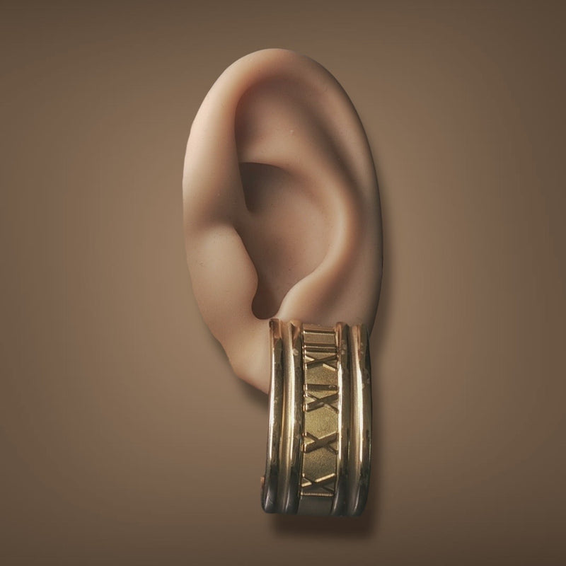 Estate Tiffany & Co. 18K Y Gold Vintage Atlas J Hoop Earrings