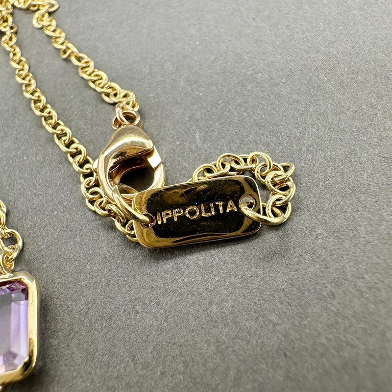 Estate Ippolita 18K Y Gold 6.48ctw Amethyst Rock Candy Station Necklace
