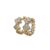 18K Y Gold 0.75ctw G/SI1 Diamond Flower Hoop Earrings