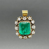 Estate 18K Y Gold 8.13ct Emerald & 2.06ctw Diamond Ring/Pendant GIA
