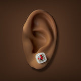 Estate David Yurman 18K Y Gold 2.10ctw Garnet & Diamond Albion Earrings