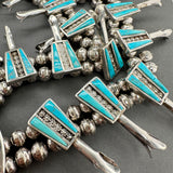 Estate Griffin Tsabetsaye SS Turquoise Squash Blossom Necklace