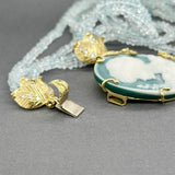 Estate 18K Y Gold 172.30ctw Agate & Aquamarine & 0.33ctw Diamond Necklace