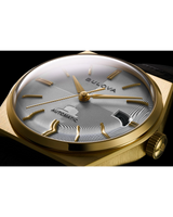 Men's Bulova Sinatra Watch Gold Tone with Black Leather Band 97B243