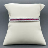 Estate 14K W Gold 3.22ctw Ruby & 1.04ctw Diamond Bangle Bracelet