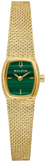 Women's Bulova Watch Gold Tone Goddess of Time - Malachite 97L184