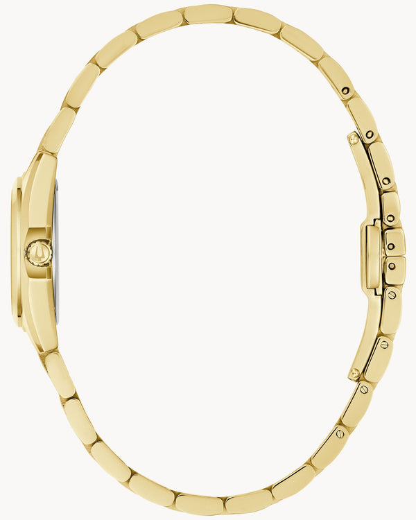 Women's Bulova Watch Gold Tone Pink Dial 23mm Case 97L187