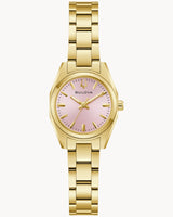 Women's Bulova Watch Gold Tone Pink Dial 23mm Case 97L187
