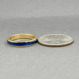 Estate 18K Y Gold Navy Enamel Ring