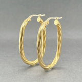 Estate 14K Y Gold Twisted 35mm Hoop Earrings