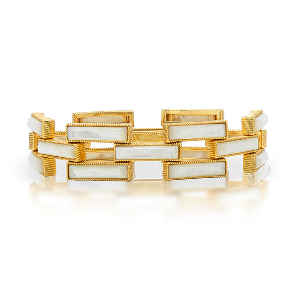 Brass YGP  MOP Pathway Link Bracelet 7.5"