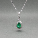 Estate 14K W Gold 0.66ct Emerald & 0.24ctw Diamond Pendant