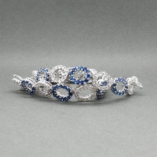 Estate 14K W Gold 3.43ctw Sapphire & 2.17ctw Diamond Bracelet