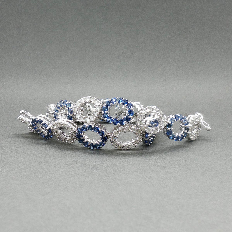 Estate 14K W Gold 3.43ctw Sapphire & 2.17ctw Diamond Bracelet