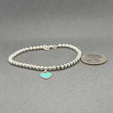 Estate Tiffany & Co. SS Blue Heart Beaded Bracelet