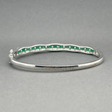 Estate 14K W Gold 2.05ctw Emerald & 0.87ctw Diamond Bangle Bracelet
