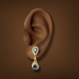 Estate 14K Y Gold 2.52ctw Sapphire & 0.50ctw Diamond Drop Earrings